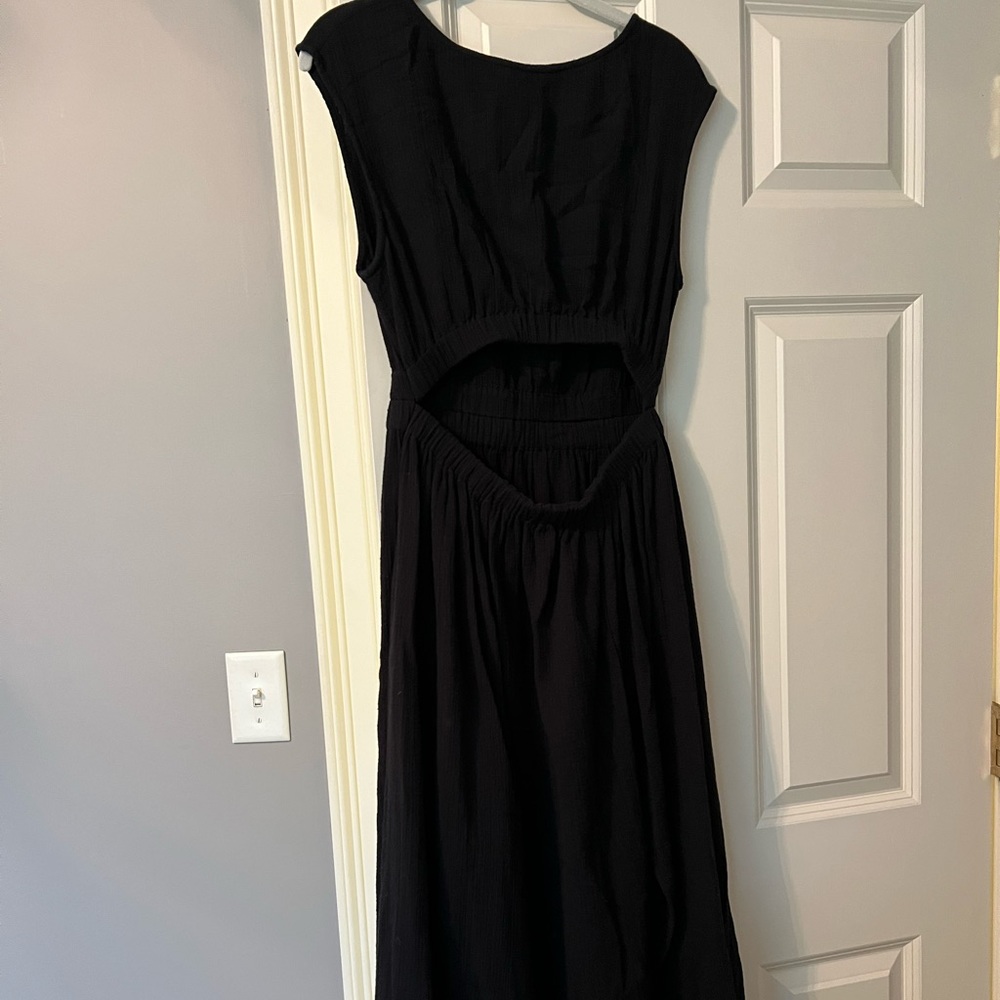 Apiece Apart Black Cotton Gauze Cutout Dress
